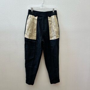 EQUIPMENT black colorblock linen pants